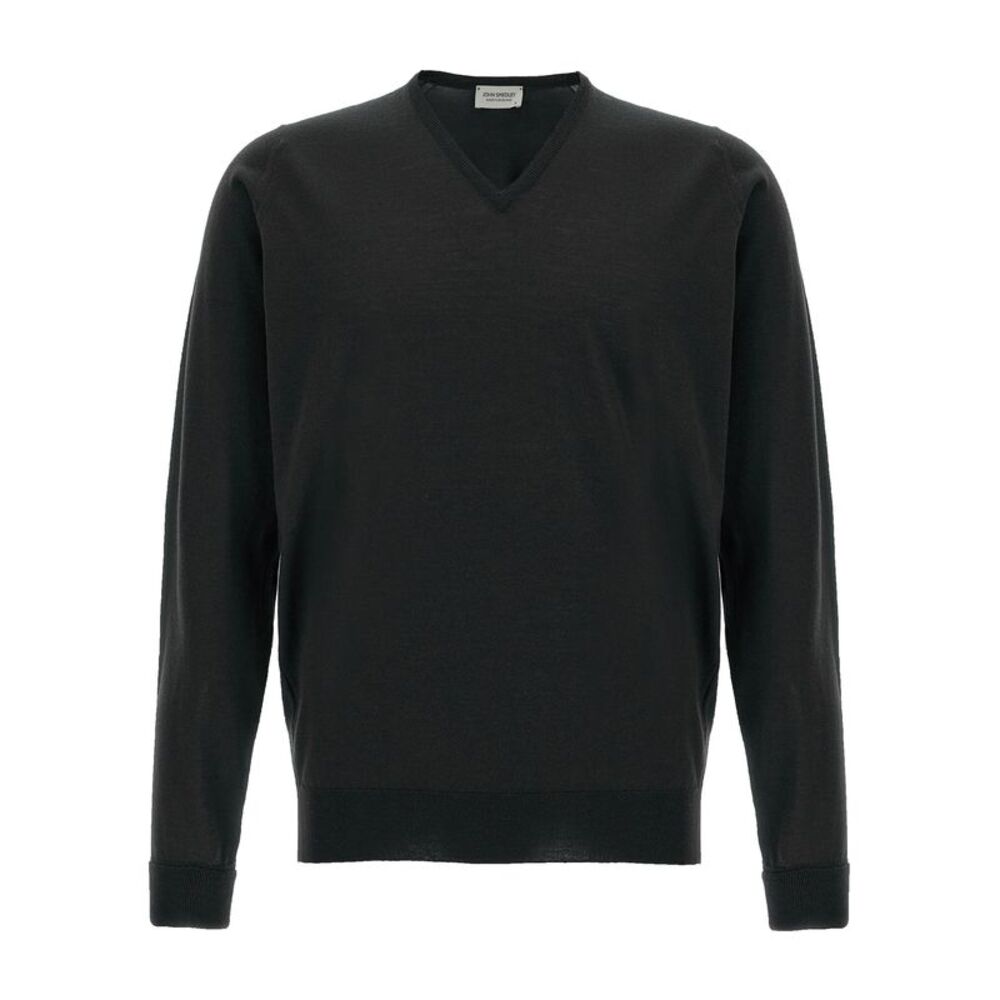 JOHN SMEDLEY Black Merino Wool Men's Cardigan